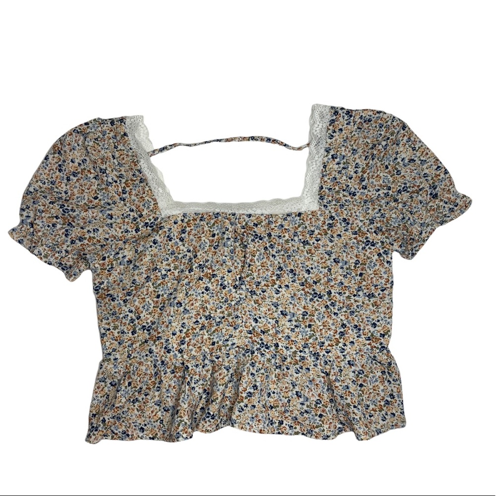 Papaya Floral Puff Sleeve Top - Medium
